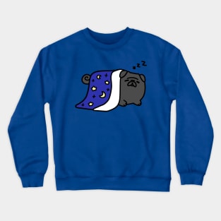 Sleepy Black Pug Crewneck Sweatshirt